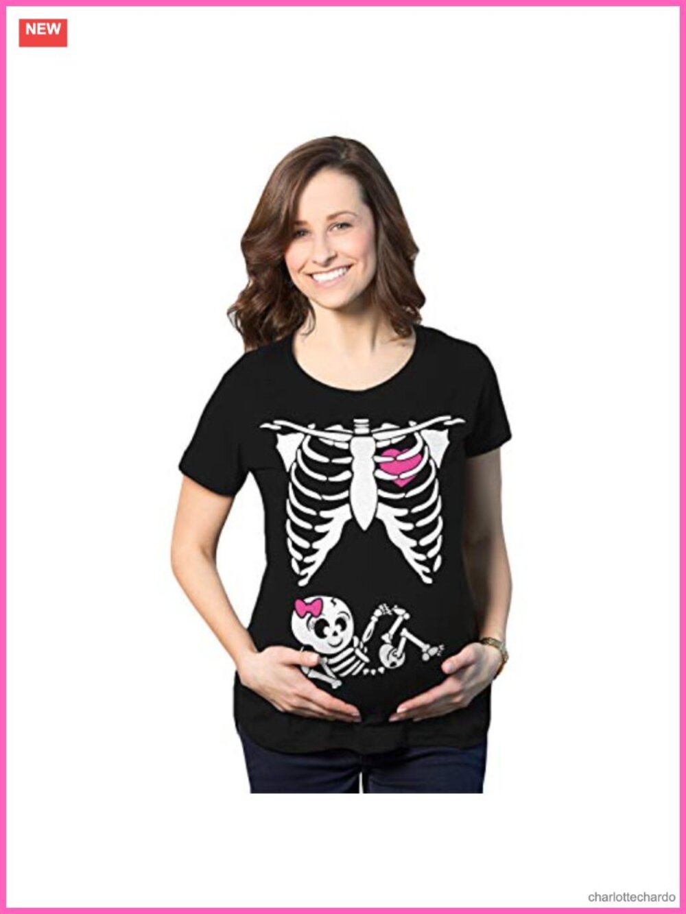 Maternity Skeleton Halloween Pregnancy Announcement T-Shirt